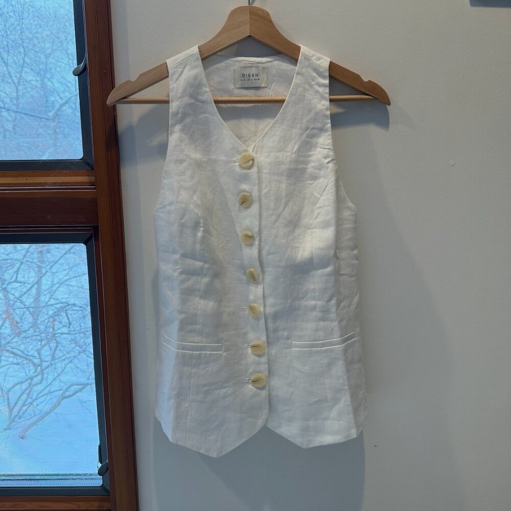 DISSH Alondra White Linen Vest